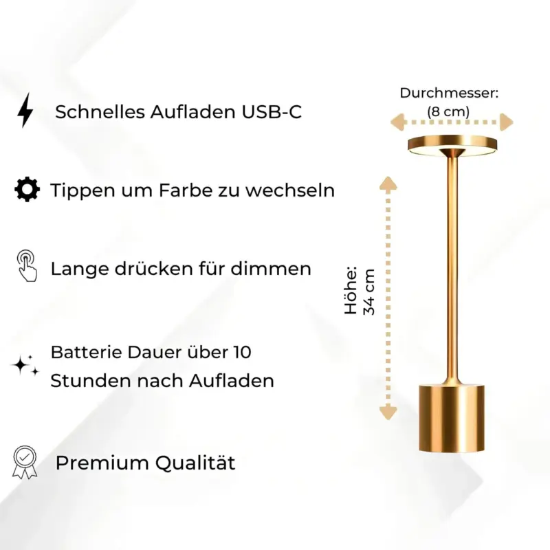 Oslo EleganteTischlampe DimmbareKabelloseLED Leuchte4