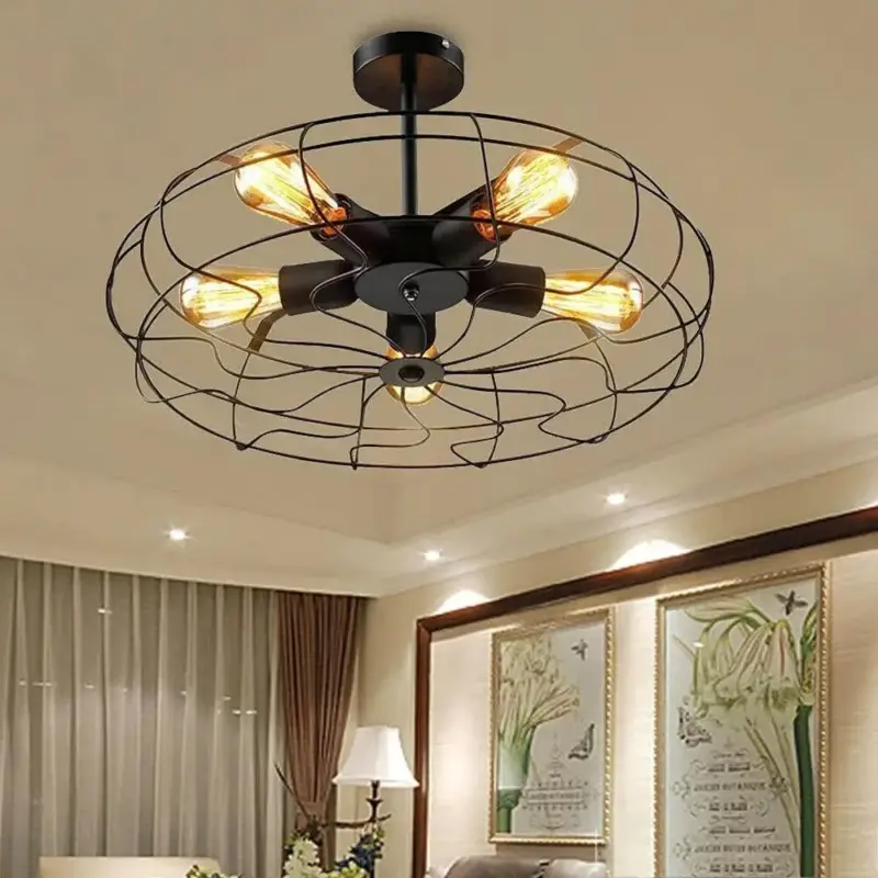 Oukakning Retro Ijzeren Kooi Kroonluchter Industri le Opknoping Lamp Hanger Rustieke Plafondlamp E26 Lamp Basis Voor f82dc38a e6a6 4909 94d3 f0e0e3fb3fac