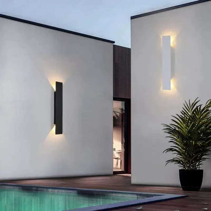 Outdoor Waterproof Wall Lamps Strip Aluminum Wall Lights 18W LED Black Wall Lamp Bedroom Exterior Outdoor 3478ed2d b814 493a bc6e aaca5df10dce