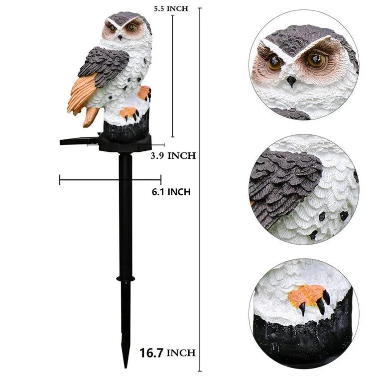 Outdoor Solar Powered Resin Pathway Light Owl Solar Led Lights With Stake For Garden Yard Decor 4