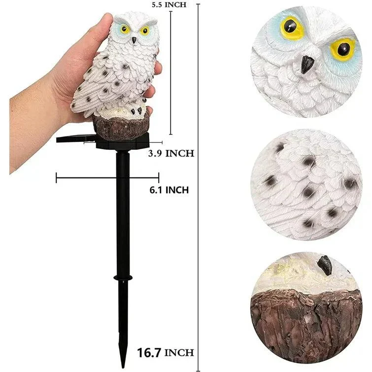 Outdoor Solar Powered Resin Pathway Light Owl Solar Led Lights With Stake For Garden Yard Decor 5