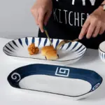 Oval Ceramic Dinner Plates Elegant Tableware for Desserts