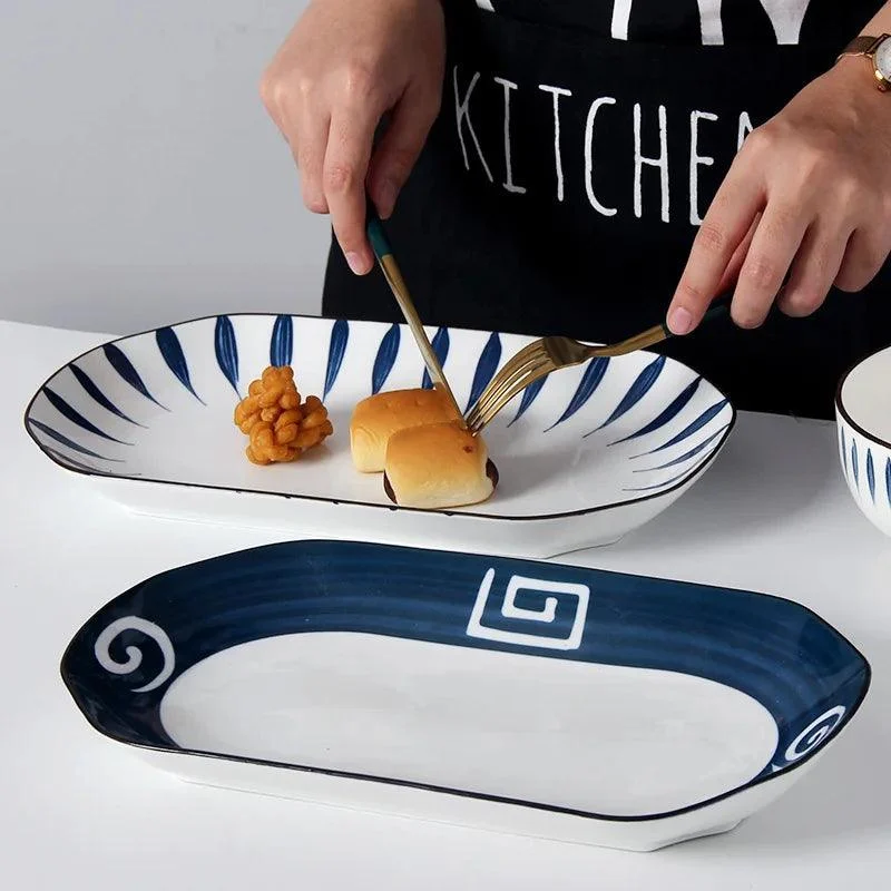 Oval Ceramic Dinner Plates: Elegant Tableware for Desserts -