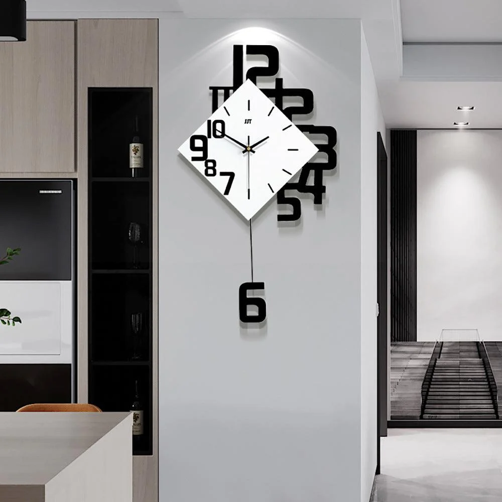 Oversized Pendulum Silent Wall Clock for Livingroom -