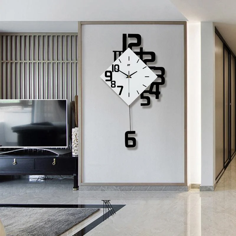 Oversized Pendulum Silent Wall Clock for Livingroom -