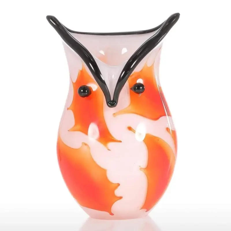 Owl Glass Vase Ornament Stylish Decor