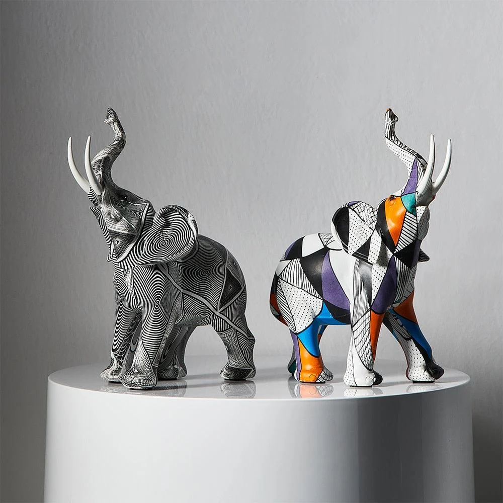 Painted Elephant Sculpture -