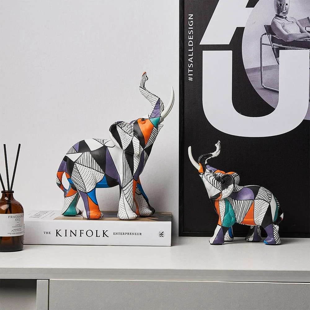 Painted Elephant Sculpture -