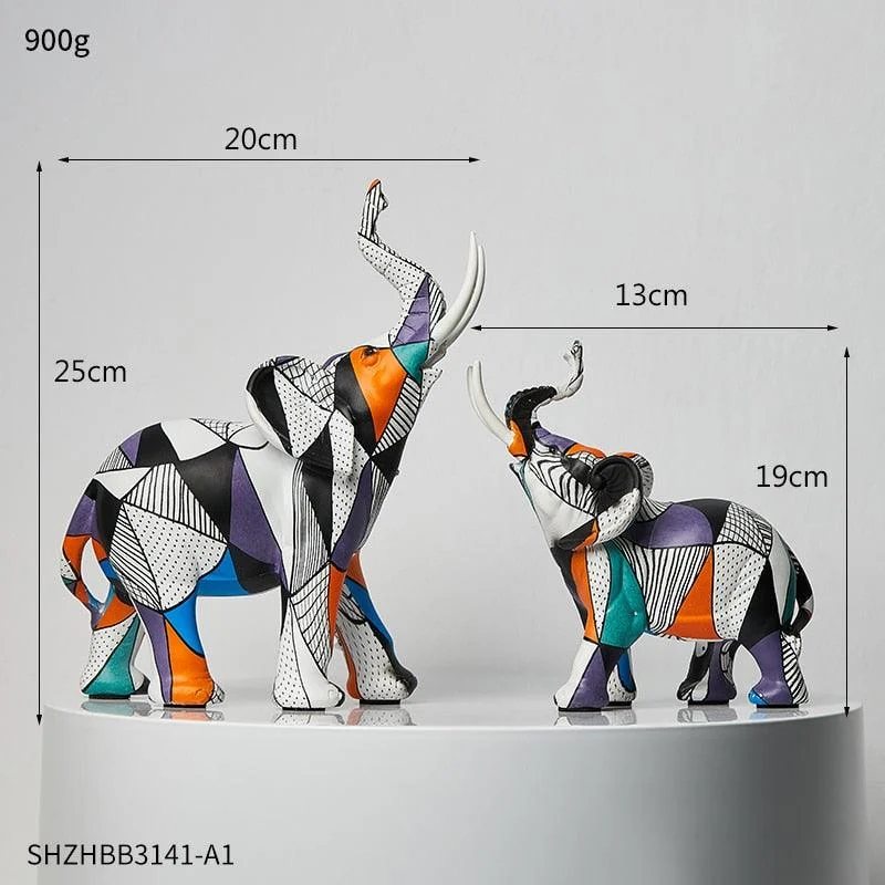 Painted Elephant Sculpture -