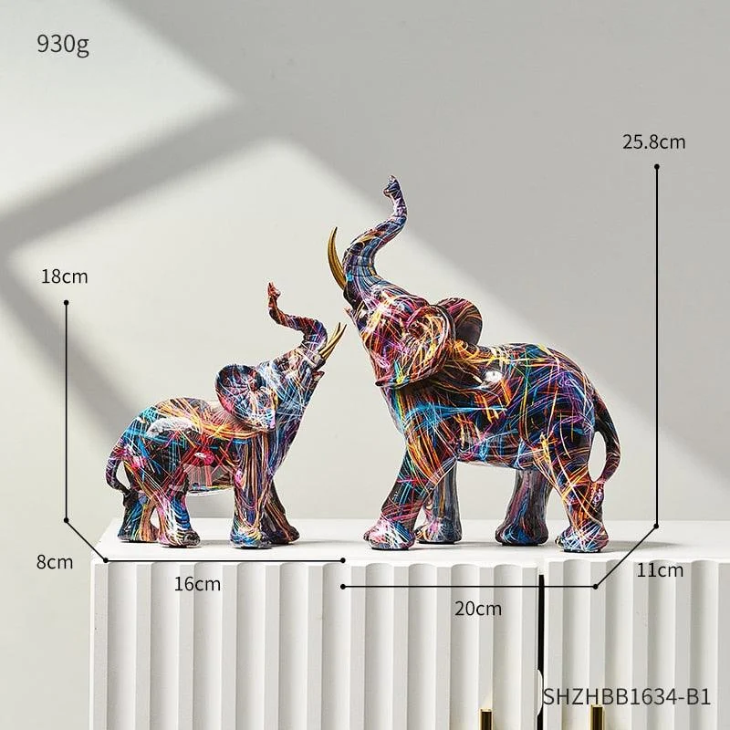 Painted Elephant Sculpture -