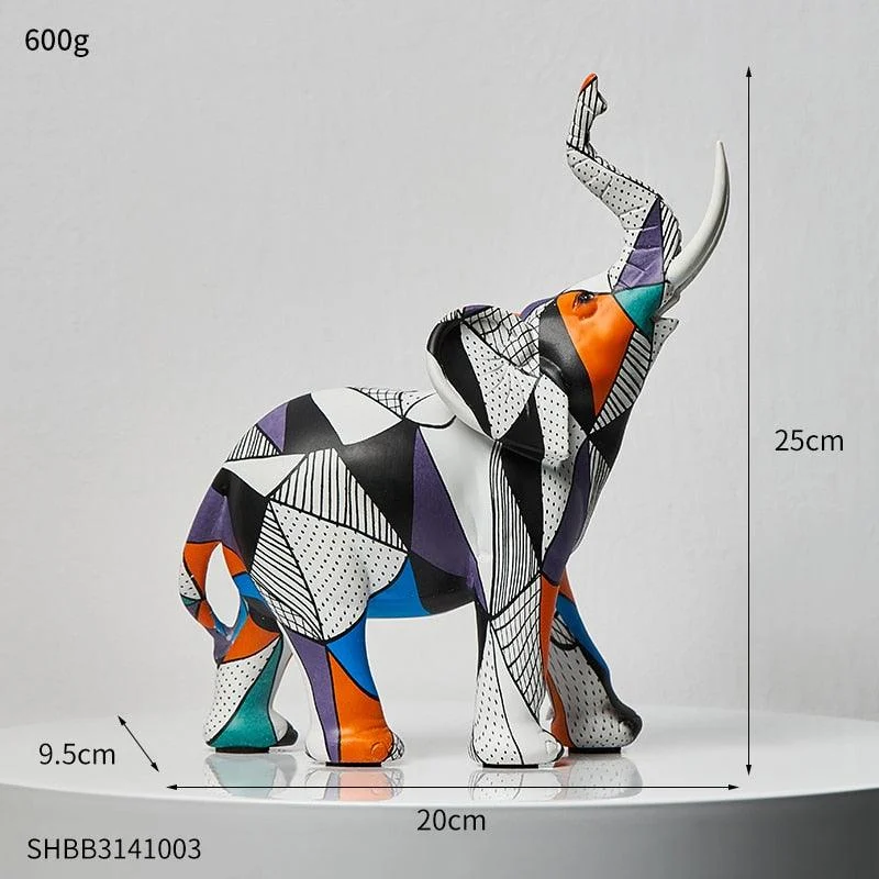 Painted Elephant Sculpture -