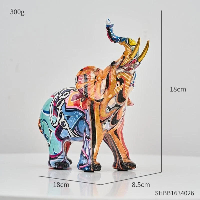 Painted Elephant Sculpture -