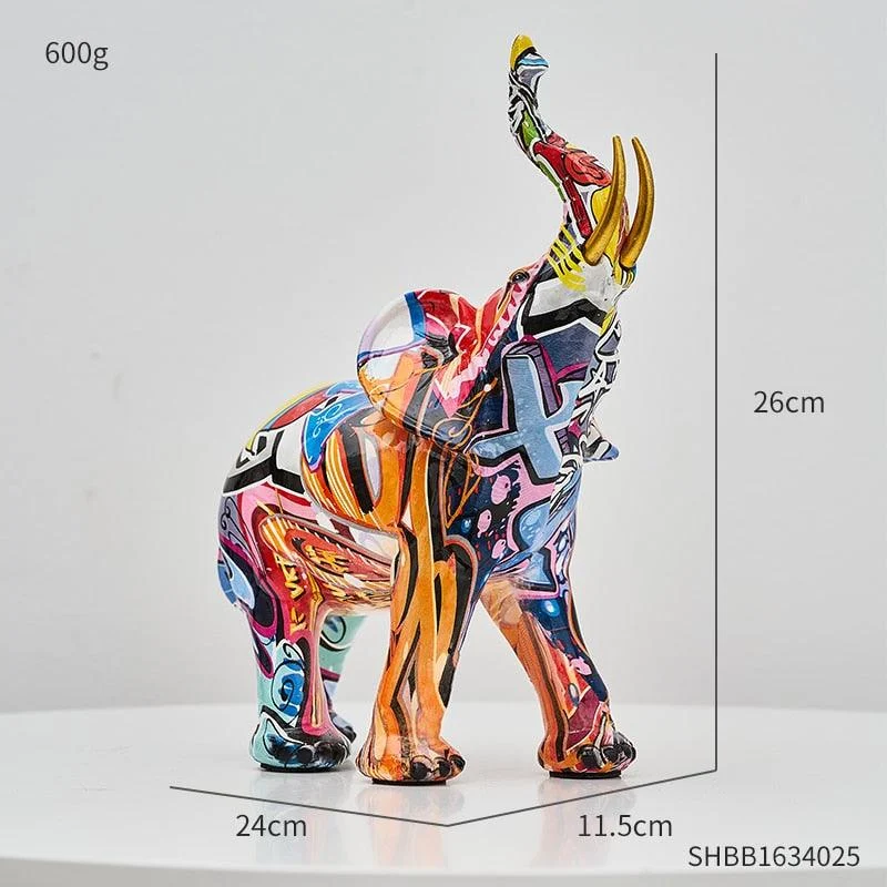 Painted Elephant Sculpture -