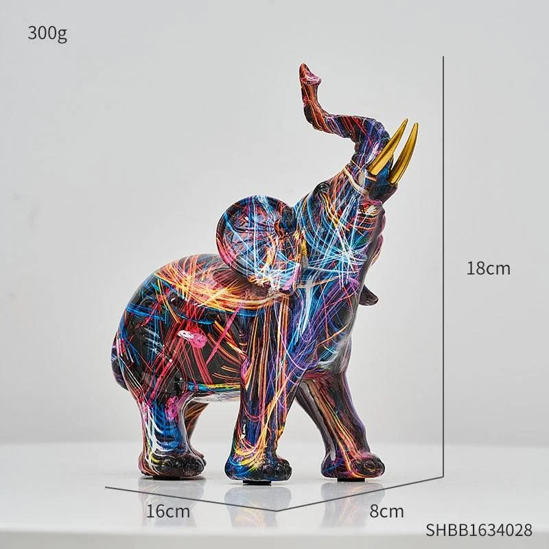 Painted Elephant Sculpture -