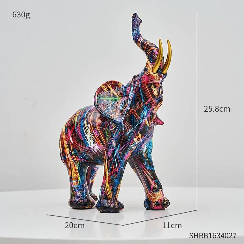 Painted Elephant Sculpture -