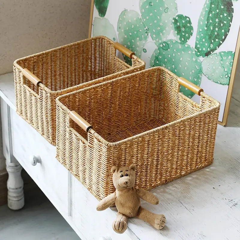Panier de rangement en osier tiss panier de rangement en rotin organisateur tag res empilables avec