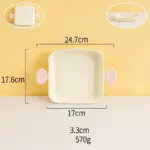 Pastel Ceramic Barbecue Plate with Double Ears
