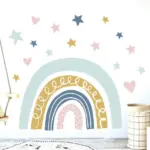 Pastel Hearts and Stars Rainbow Wall Sticker