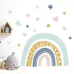 Pastel Hearts and Stars Rainbow Wall Sticker