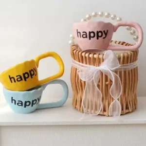 Pastel Irregular Ceramic Happy Mug - 