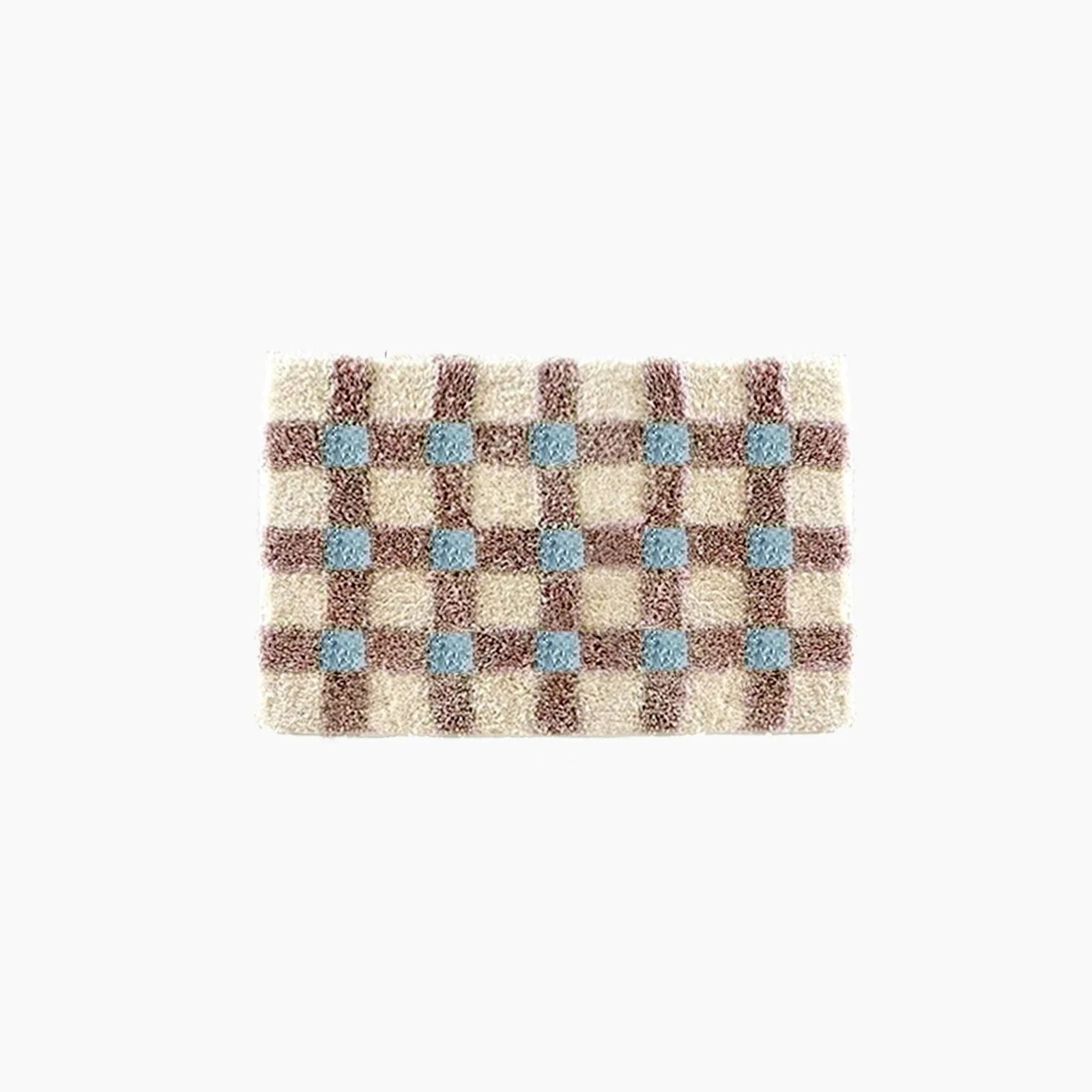 Pastel Tone Checkerboard Bedside Rug -