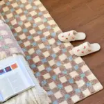 Pastel Tone Checkerboard Bedside Rug