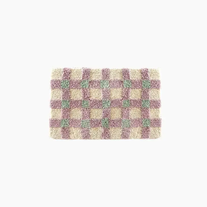 Pastel Tone Checkerboard Bedside Rug