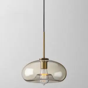 Pendant Lamp Cognac Glass Modern Minimalist 1-Light Lighting For Dining Table