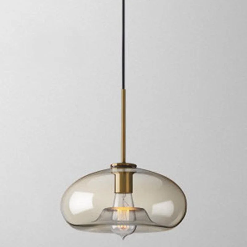 Pendant Lamp Cognac Glass Modern Minimalist 1-Light Lighting For Dining Table - Homeko