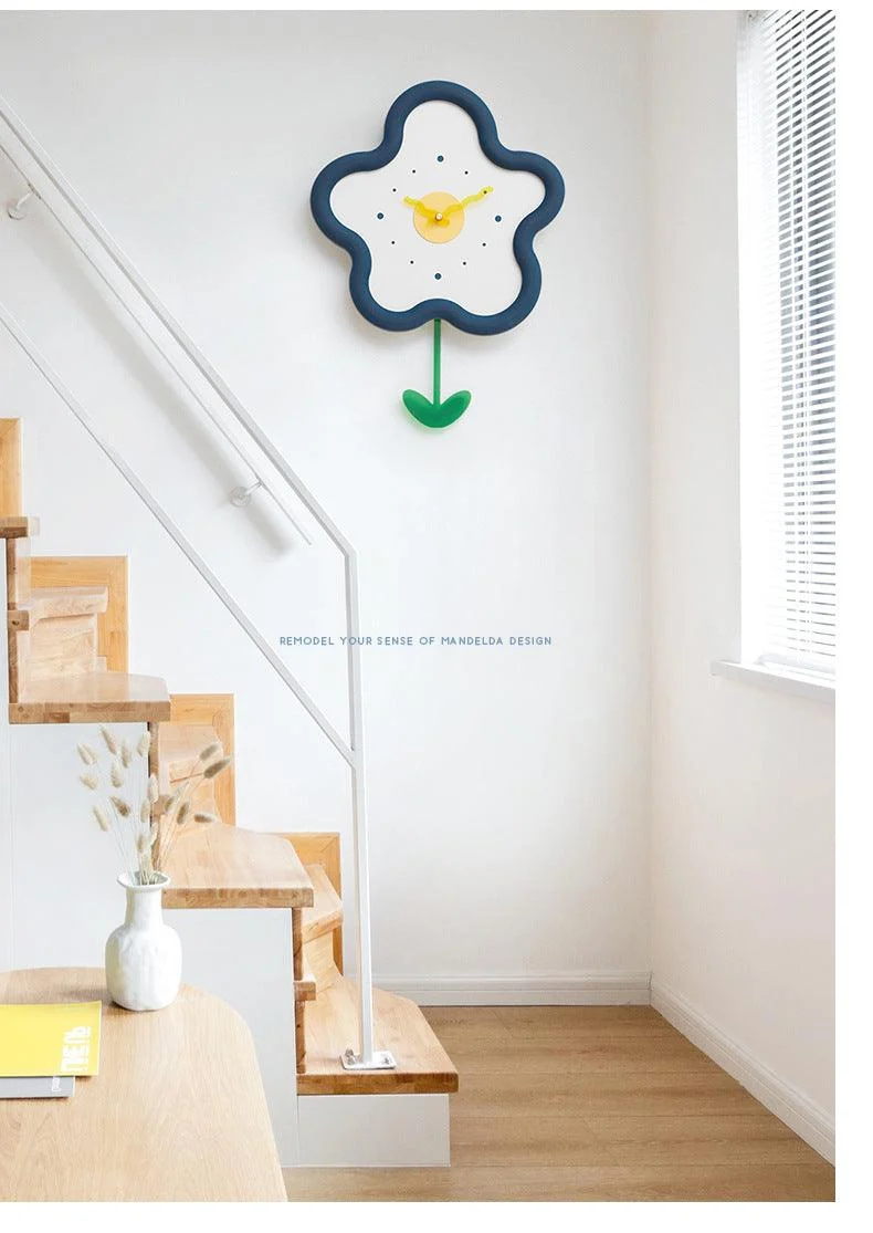 Pendulum Silent Wall Decorative Clock for Kids Bedroom -