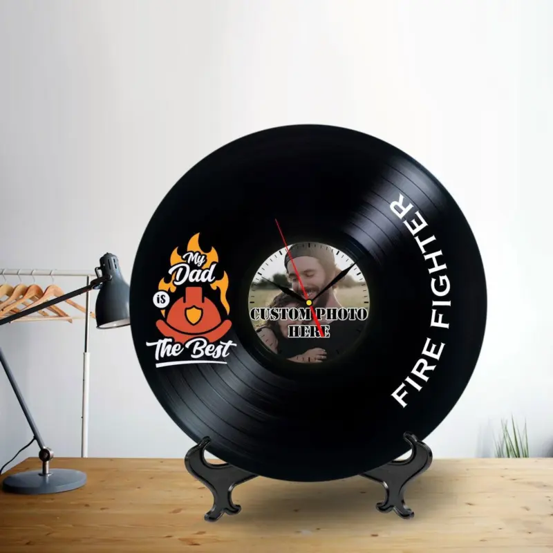 Personalized_Gift_for_Firefighter_Dad_-_Photo_Lp_Record_Clock_-_-4361056 Personalized Gift for Firefighter Dad Photo Lp Record Clock