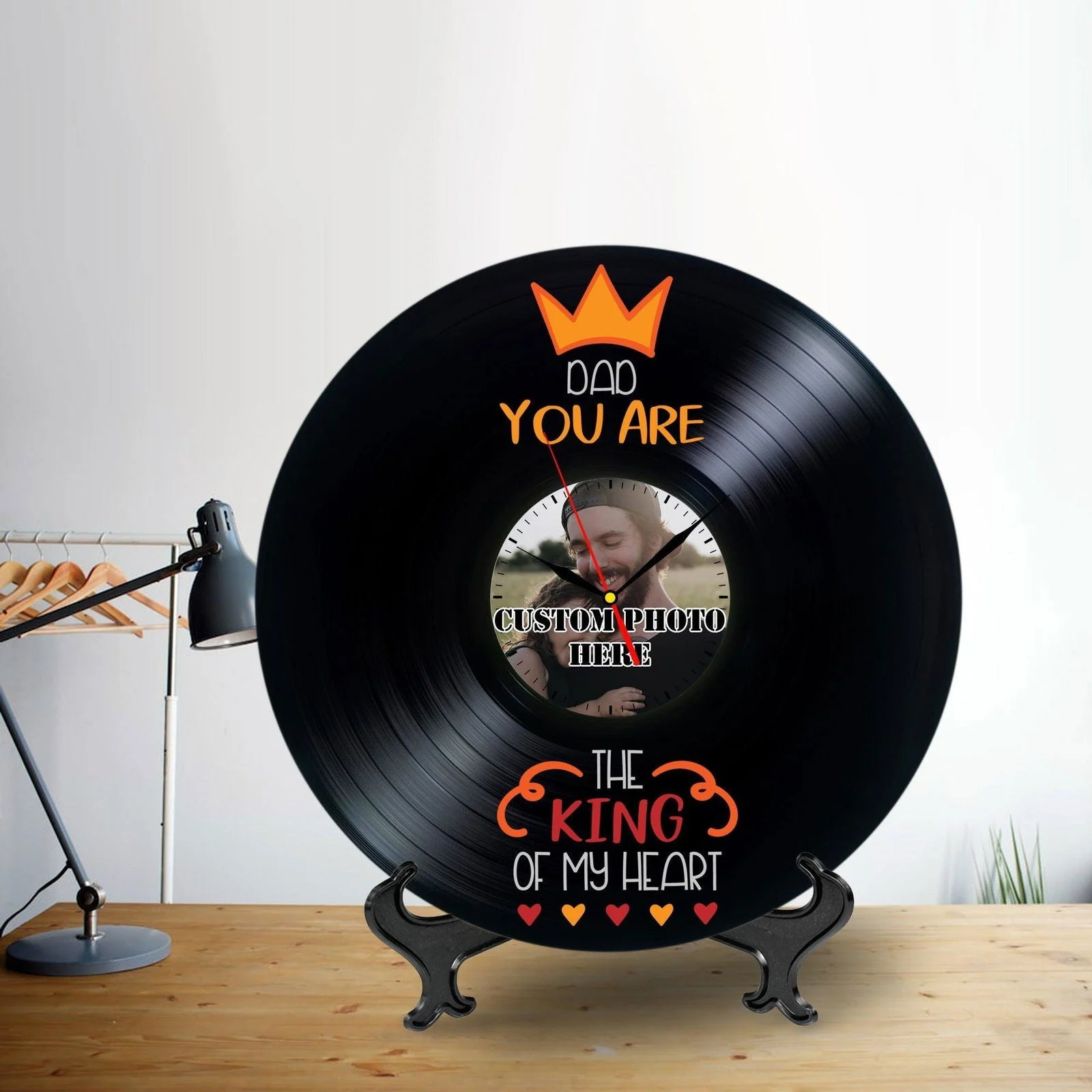 Personalized Lp Record Photo Clock Gift for Father -