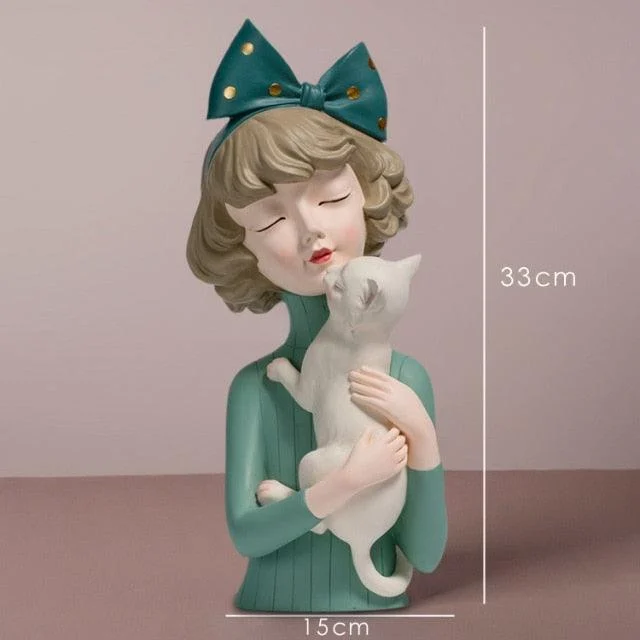 Pet Lover Girl Sculpture - Homeko