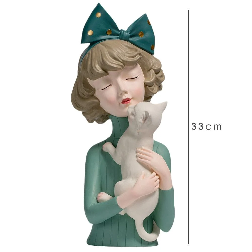 Pet Lover Girl Sculpture - Homeko