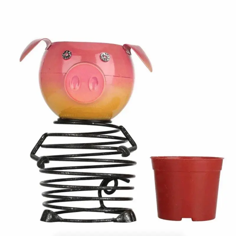 Piggy Cat Garden Plant Pot Whimsical Animal Decor