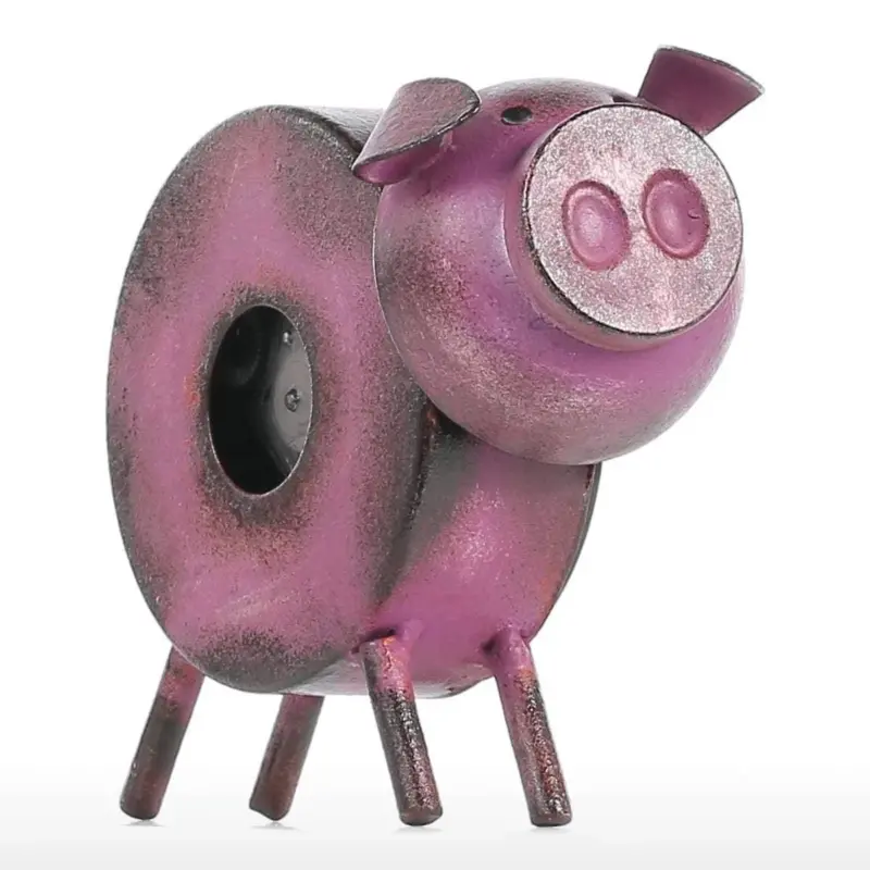 Piggy Metal Decor Table Clock Cute Quirky Home Decoration