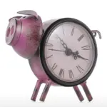 Piggy Metal Decor Table Clock Cute Quirky Home Decoration