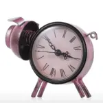 Piggy Metal Decor Table Clock Cute Quirky Home Decoration