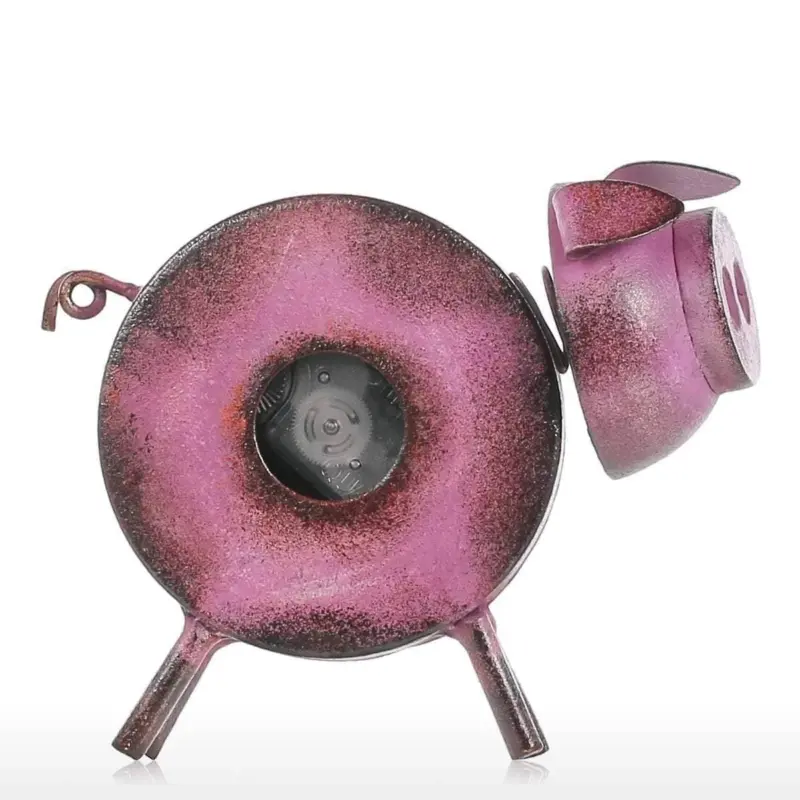 Piggy Metal Decor Table Clock Cute Quirky Home Decoration