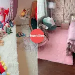 PinkGreyClassicCarpetShaggyRugsforChildrenSoftMatLivingRoom Homeko5