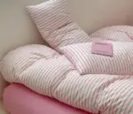 Pinkretrostripesbeddingsetaestheticbedsheets_1 Pinkretrostripesbeddingsetaestheticbedsheets