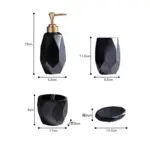 Polygon Ceramic Bathroom Toiletries Set Liquid Dispensing Bottle Soap Dishes Mouthwash Cup Toothbrush Holder Home Wash jpg