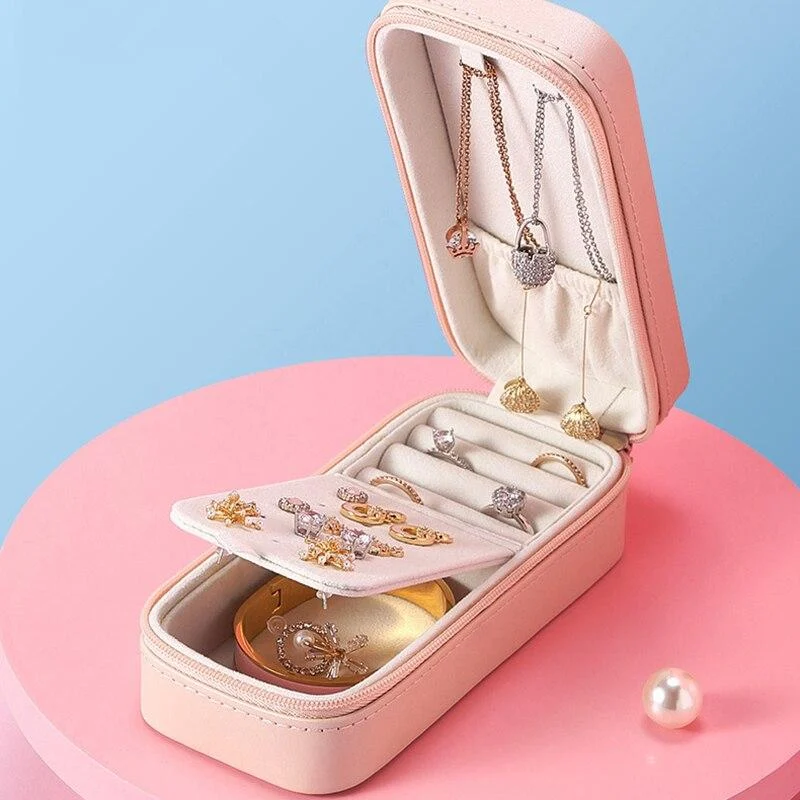 Portable Small Jewelry Travel Storage Box Jewelry Organizer Display Storage Box Button Leather Universal Room Accessories D8450523 5592 4606 8e04 23877a82c394