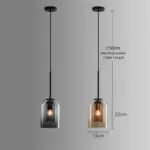 Post ModernDoubleGlassHangingPendantLights SizeGuide min