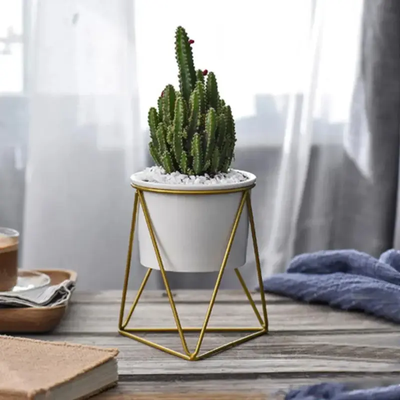 Pot with Geometric Iron Rack Decorfaure