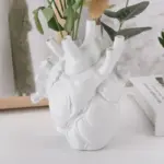 PzmyAnatomical Heart Vase Resin Heart Shape Flower Vase Sculpture Flower Pot Desktop Decoration Home Decor Living