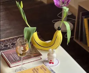 Quirky Nordic Resin Banana Vase for Dried Flowers