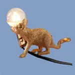 RGdpSmall Mini Mouse Table Nordic Lamp Resin Animal Rat Mouse Cute LED Home Decor Desk Light