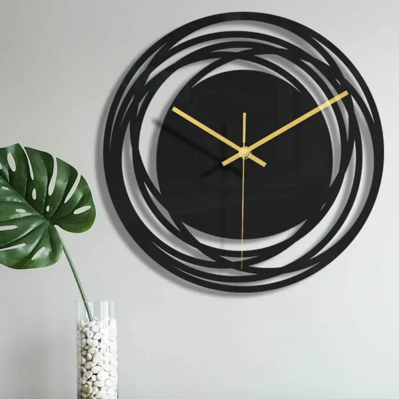 RLhqCreatieve Acryl Wandklok Thuis Woonkamer Decoratie Explosie Modellen Minimalistische Scandinavische Stijl Transparante Klok Zwart