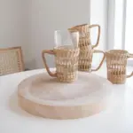 Rattan Woven Water Cup Cover Glass Anti scald Cover Holder With Handle Protection Bottle Covers Insulation 02c98ddf 14f3 4f90 8304 7b3b8cfce4f4